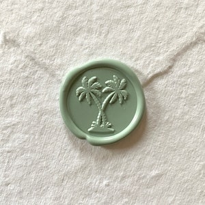 Wax seal sticker palm tree tropical island beach destination envelope  wedding