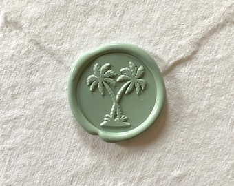 Palm Tree Wax Seal Sample - Ready Made with Self-Adhesive Backing for Destination/Beach/Tropical Wedding Invitation