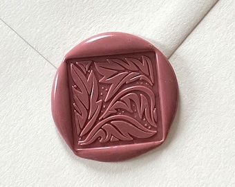 William Morris Vintage Motif Square Wax Seal Sample - Ready Made with Self-Adhesive Backing