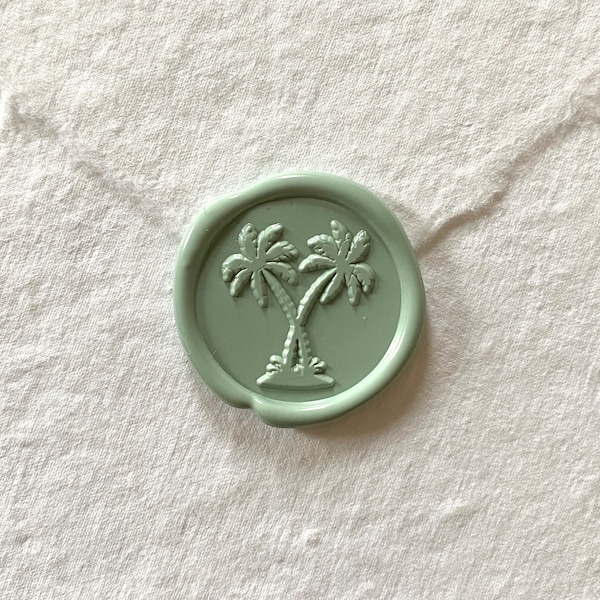 Palm Tree Wax Seal - Ready Made with Self-Adhesive Backing for Destination/Beach/Tropical Wedding