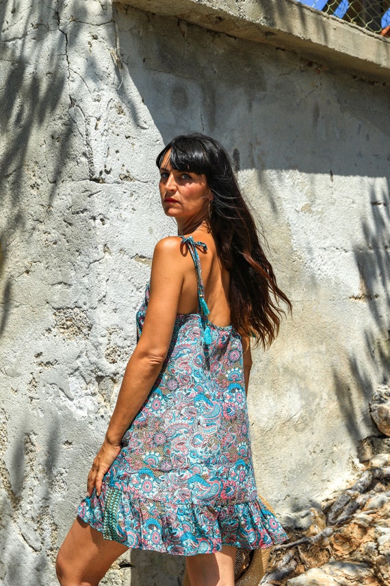 Short Summer Dress Lose Fitting Easy Wear Two Size Boho Chic Beach Dress Holidays Dress From Ibiza Etsy UK