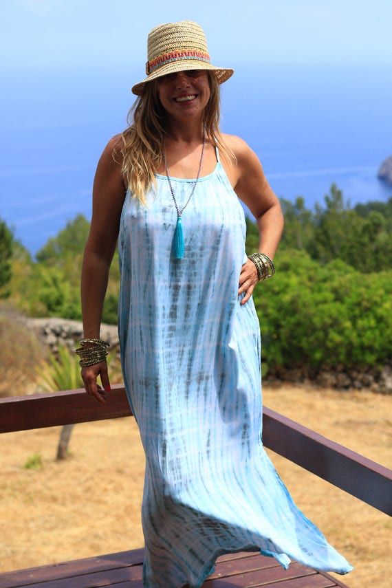 Long Boho Dress Tie Dye Dress/ Ibiza Dress Beach Wear Summer