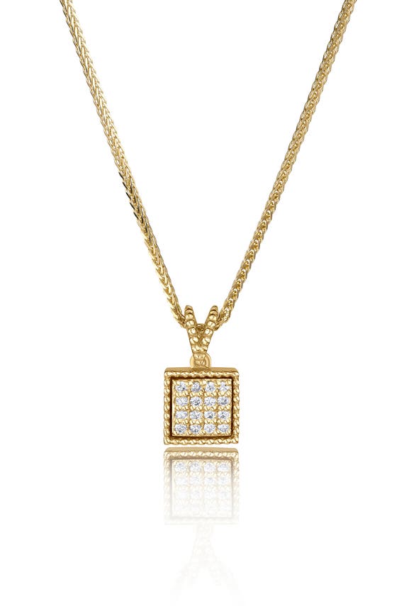 14k Solid Gold Diamond Necklace Square Pendant - Square Necklace Pendant Gold 14k Solid Gold Diamond Necklace Square Pendant - Square Necklace Pendant Gold