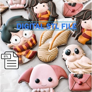 STL - Wizard Boy Cookie Cutter, Wizard Girl Cookie Cutter, Free Elf Cookie Cutter, Snowy Owl Cookie Cutter, Snitch Ball- price 5 dollar each