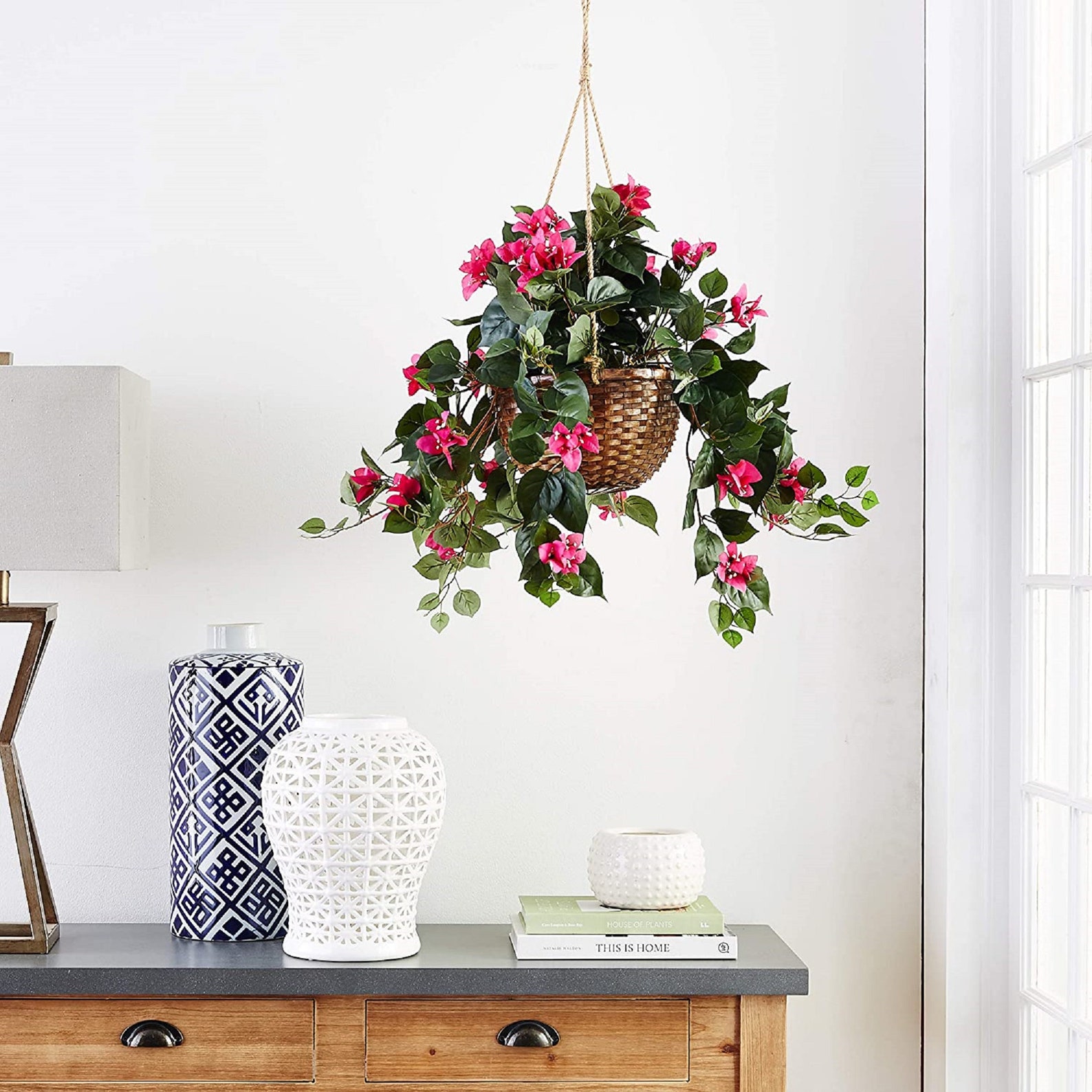 Bougainvillea Hanging Basket Silk Plant Etsy