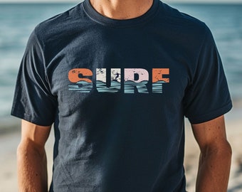 Camiseta azul de surf, camiseta de surfista, ropa de surfista, regalo de surf