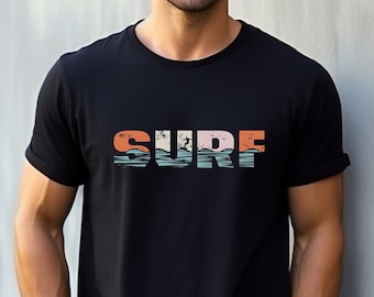 Camiseta de surf, camiseta de surfista, regalo de surf, camiseta de playa, camiseta de olas, camiseta negra unisex suave