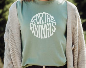 Für die Tiere Vegan T-Shirt, Vegan Shirt, Pflanzlich TShirt, Vegan Geschenk, Tierschutz T-Shirt, Vegetarische Kleidung, Sage Grün Unisex