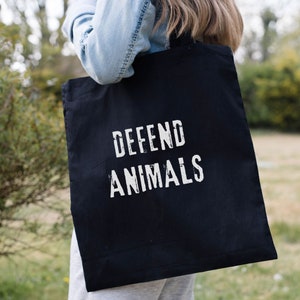 Defend Animals Tote Bag, Vegan Tote Bag, Animal Liberation, Vegan Fashion, Animal Rights Bag