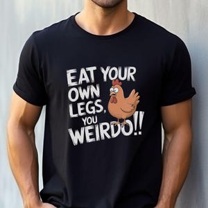Funny Vegan T Shirt, Eat Your Own Legs TShirt, Vegetarian Shirt, Animal Rights Tee, Vegan Gift, Cruelty Free Clothing, Unisex Black Tee