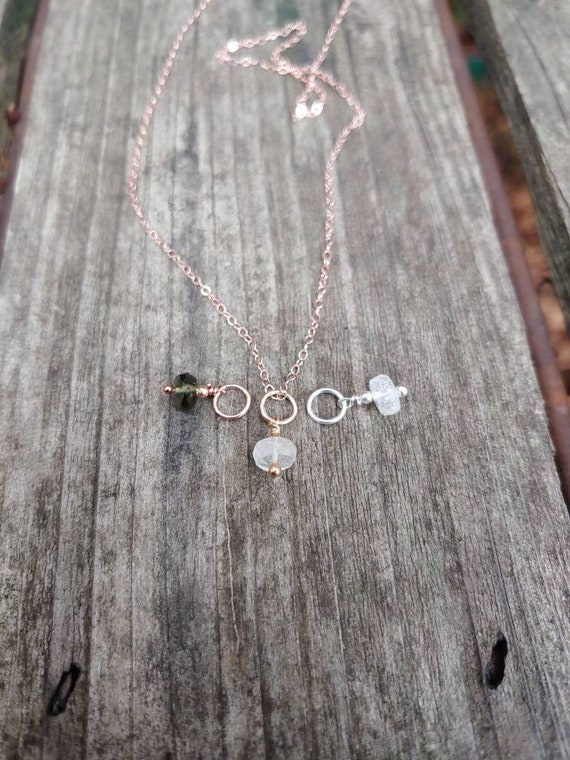 One libyan desert glass pendant necklace.  Rose Gold gold filled or sterling silver  available.  REAL LDG