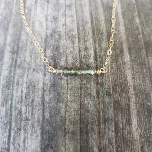 Ultra dainty BAR moldavite necklace. Tektite necklace. Gold, Rose Gold or sterling silver available.