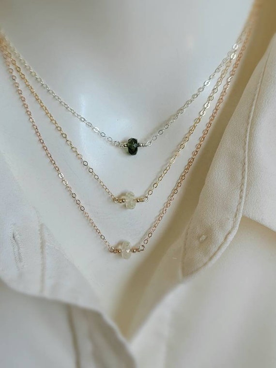 Authentic moldavite 8mm necklace. Libyan desert glass necklace. Gold, Rose Gold or sterling silver available..