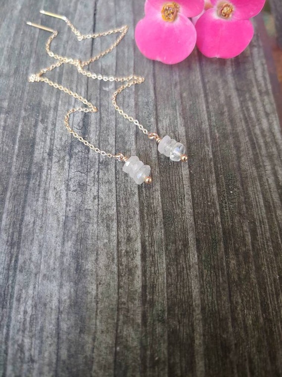 Dainty bar LDG threader earrings. These real Libyan desert glass threaders available in sterling silver, gold and rose gold filled