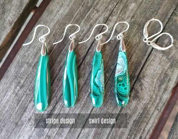 Gorgeous malachite earrings. Sterling silver malachite earrings