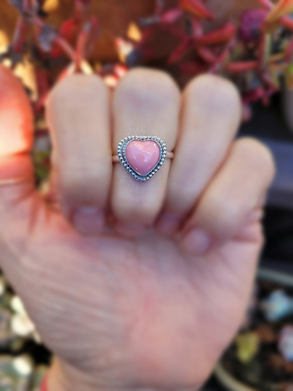 Sweet pink conch ring. Sterling silver conch shell ring
