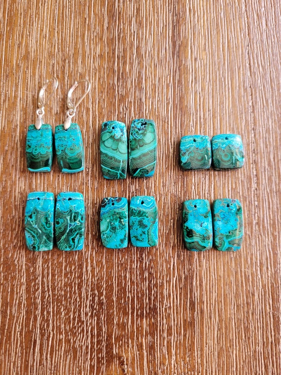 Gorgeous malchite azurite earrings. Sterling silver malachite azurite earrings