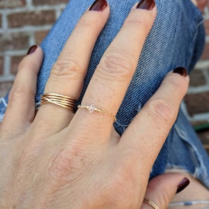 Dainty herkimer ring. Diamond chain ring. Minimalist ring. Simple diamond ring. Dainty gold ring. Dainty silver ring.  Dainty rose gold ring