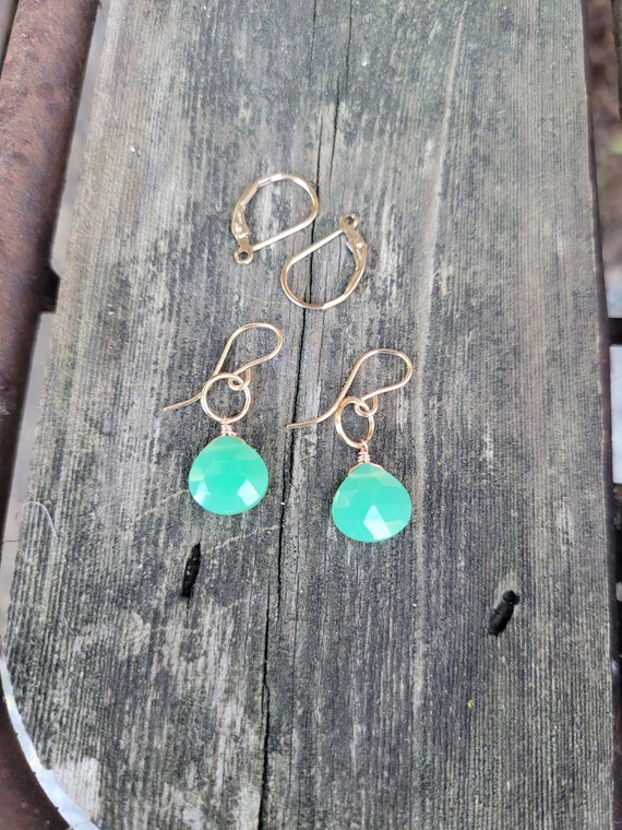 Dainty chrysoprase mint green earrings. Sterling silver chrysoprase. Gold chrysoprase. Rose gold chrysoprase