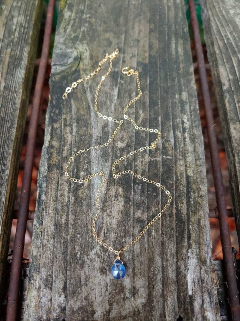 Dainty kyanite necklace. Sterling silver, gold filled, or rose gold filled available. Kyanite pendant. image 2