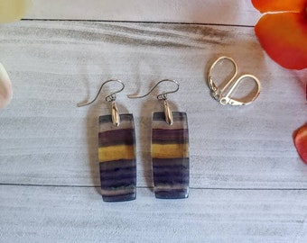 Sterling silver fluorite earrings.  Long fluorite earrings