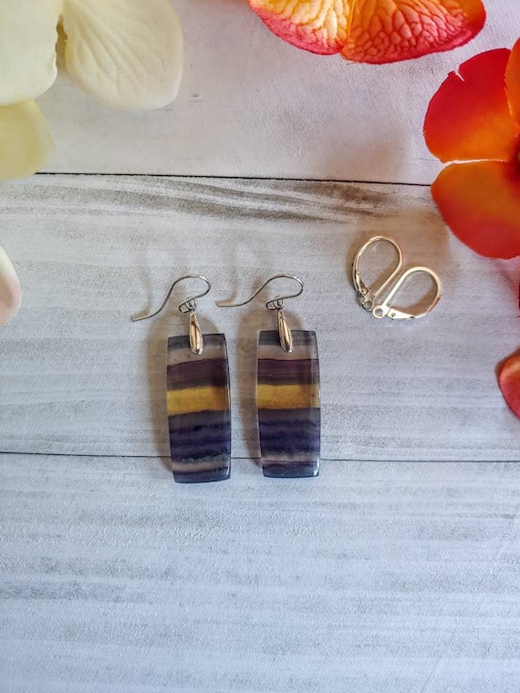 Sterling silver fluorite earrings.  Long fluorite earrings