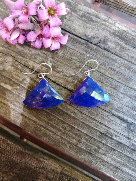 Lapis lazuli earrings. Available in gold filled, rose gold, and Sterling silver.  Unique lapis earrings