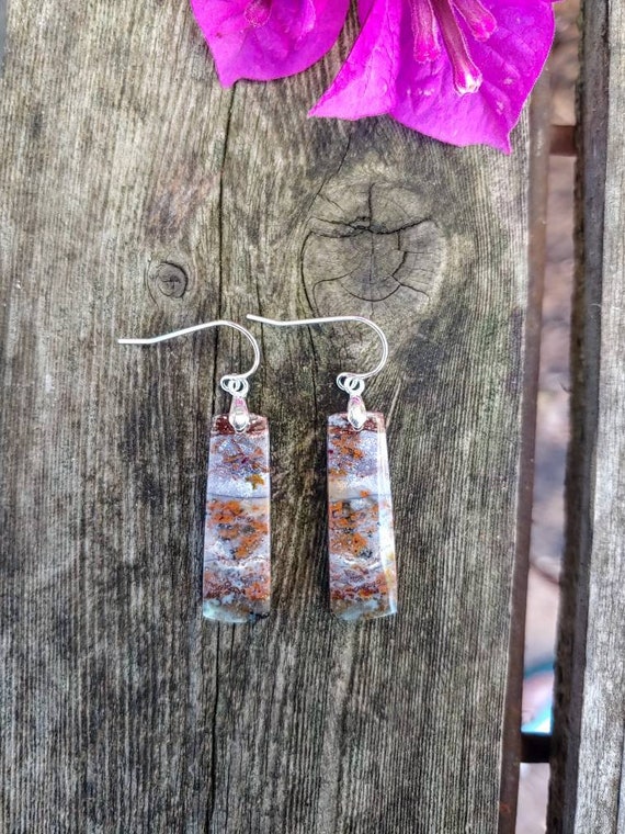 Opalized wood earrings. Sterling silver wood earrings
