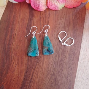 Gorgeous blue chrysocolla earrings. Silver chrysocolla earrings. One of a kind chrysocolla