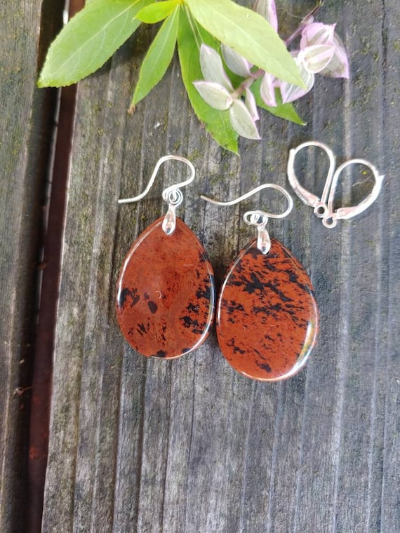 Mahogany obsidian earrings. Available in sterling silver only
