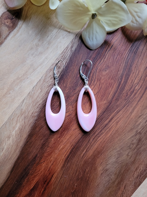 Pale pink conch shell earrings. Blush pink earrings. Available in sterling silver, gold and rose gold wiring.  Shell earrings.