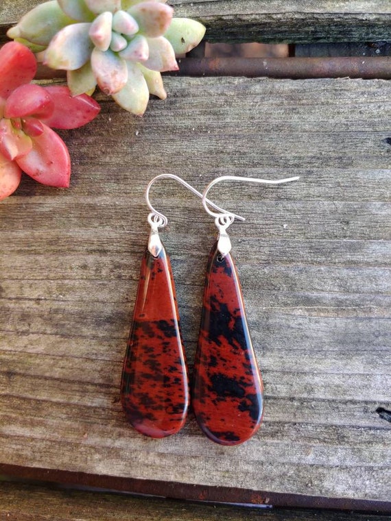 Mahogany obsidian earrings. Available in sterling silver only