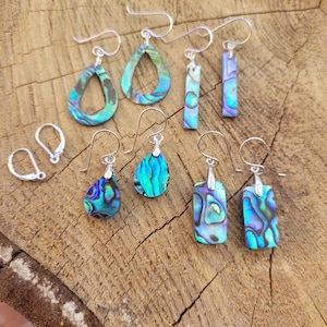 Clearance sale! Abalone shell earrings. Silver shell earrings. Nautical earrings. Rainbow opalescense earrings