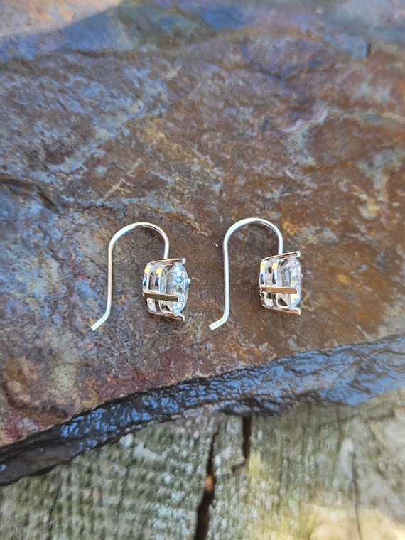 Large elegant moissanite diamond earrings. Sterling silver shimmering handmade dangling stud earrings