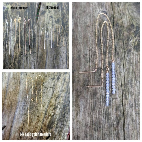 Dainty stacked tanzanite threader earrings. Dainty tanzanite earrings.  Silver, gold filled and rose gold filled available