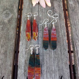 New arrivals! Long bloodstone earrings.  Silver bloodstone earrings