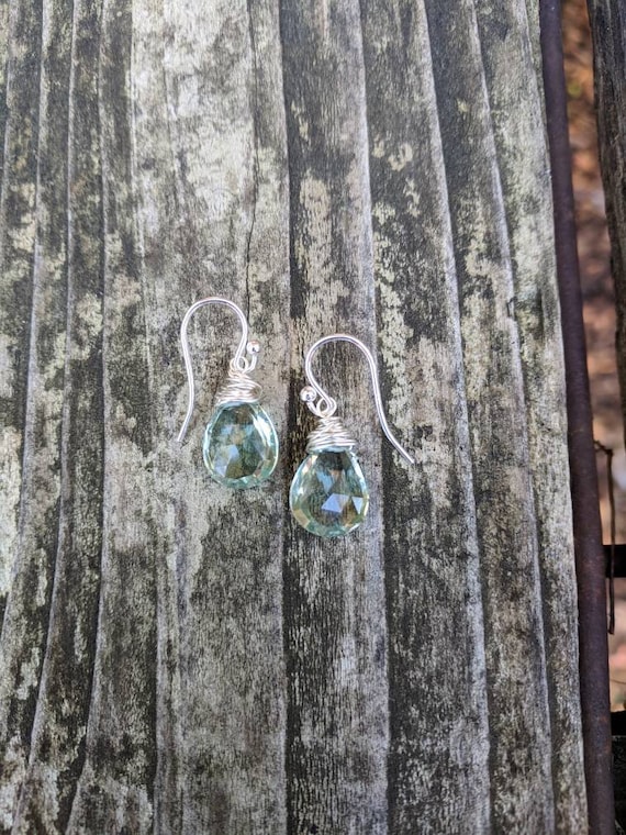 Green Amethyst earrings. Your choice of sterling silver, gold filled, or rose gold filled.