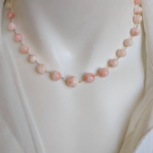 Vintage angel skin coral necklace. Sterling silver angel skin coral. Gold angel skin coral. Rose gold angel skin coral necklace