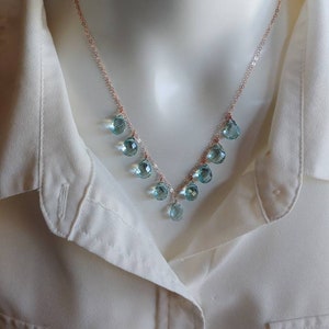 Aquamarine necklace. Beautiful statement necklace with your choice of gold filled, rose gold, or sterling silver