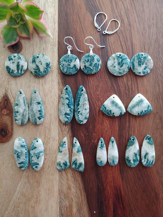 Just listed! Green moss agate earrings. Sterling silver agate earrings