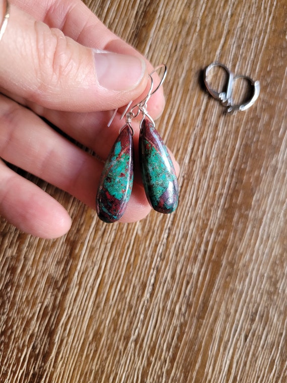 Just listed! Sonora sunrise cuprite chrysocolla earrings. Sonora sunset earrings. Sonoran sunset earrings. Silver only available