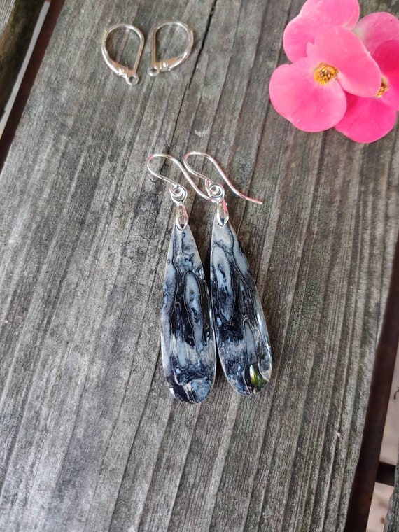 Fossilized palm wood earrings. Palm wood earrings. sterling silver wood earrings