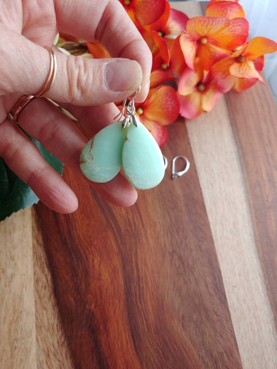 chrysoprase earrings. Sterling silver Chrysoprase earrings.