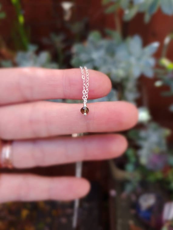 Genuine moldavite 6mm pendant necklace. Gold, Rose Gold or sterling silver available.