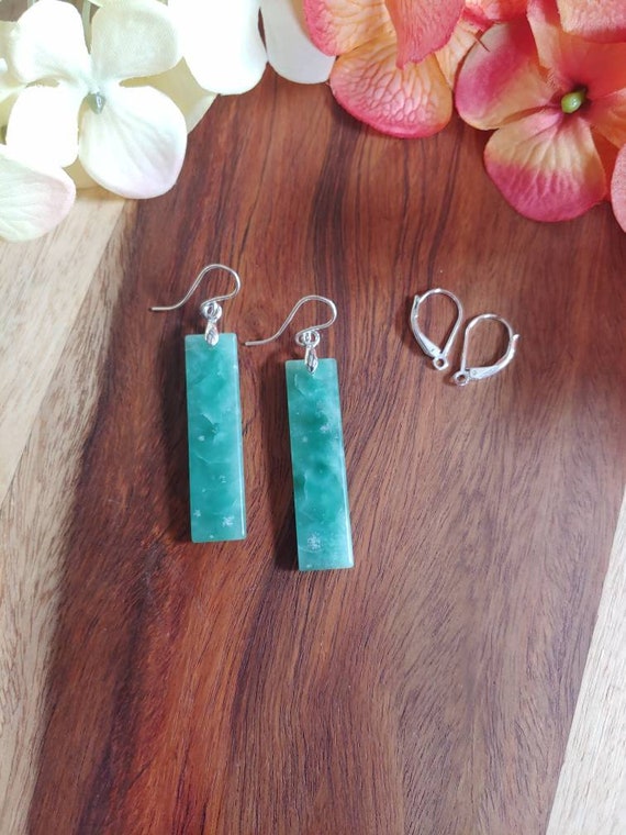 Unique green onyx earrings. Silver green onyx earrings. Long onyx earrings