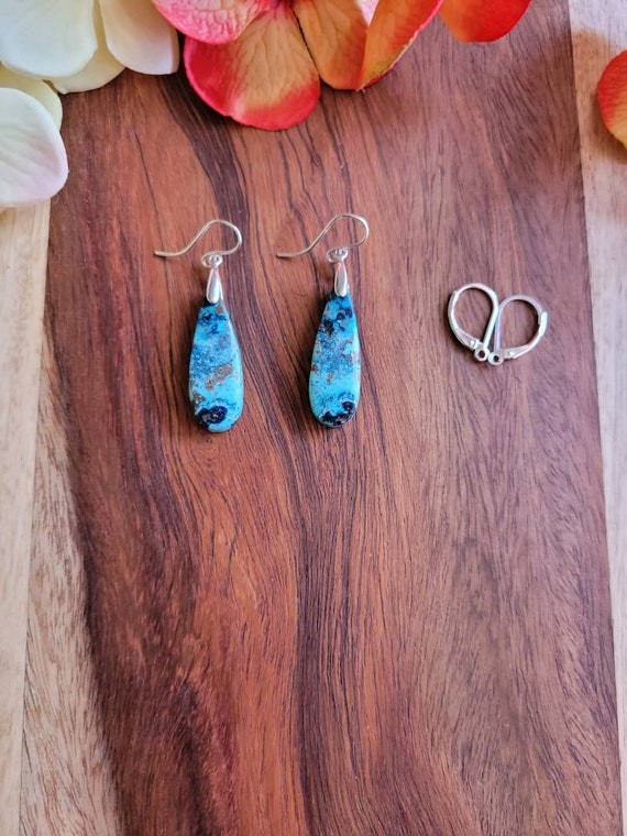 Gorgeous azurite earrings. Sterling silver azurite earrings