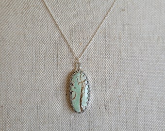 Elegant sterling silver variscite pendant necklace