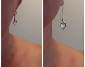 Calla Lily and pearl earrings.  Lily and pearl earrings.  Available is sterling silver and gold filled