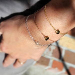 Single authentic moldavite or Libyan desert glass 8mm bracelet.  Gold, Rose Gold or sterling silver available.