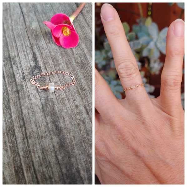 Real Libyan desert glass ring.  Tektite ring. Minimalist ring. Available in sterling silver, gold and rose gold filled